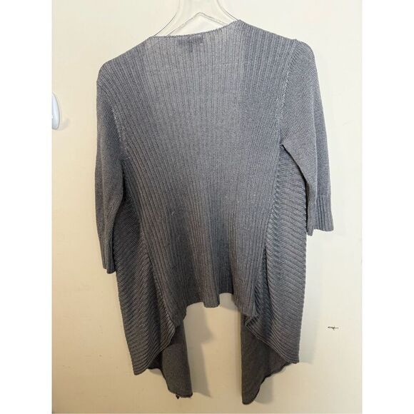 Eileen Fisher Woman Ash Cascading Cardigan Linen Silk Open Front Wrap Gray Mediu - Picture 5 of 5